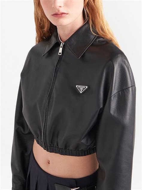 prada white leather jacket|prada leather jacket women's.